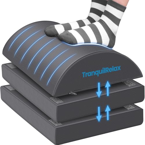 TranquilRelax Foot Rest Under Desk, 3-Height Adjustable Foot Stool, Gray - color: Gray, size: Large