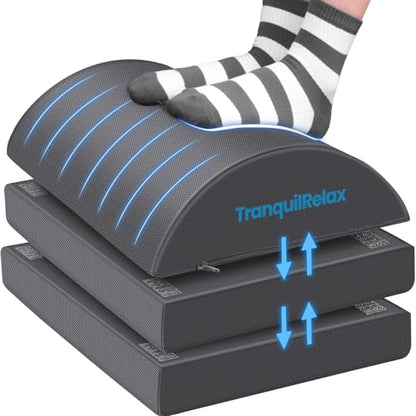 TranquilRelax Foot Rest Under Desk, 3-Height Adjustable Foot Stool, Gray - color: Gray, size: Large