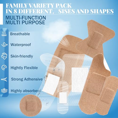 Geiserailie 300 Pcs Adhesive Fabric Bandages Bulk,Clear and Fabric Bandage - style: Clear and Fabric Bandage