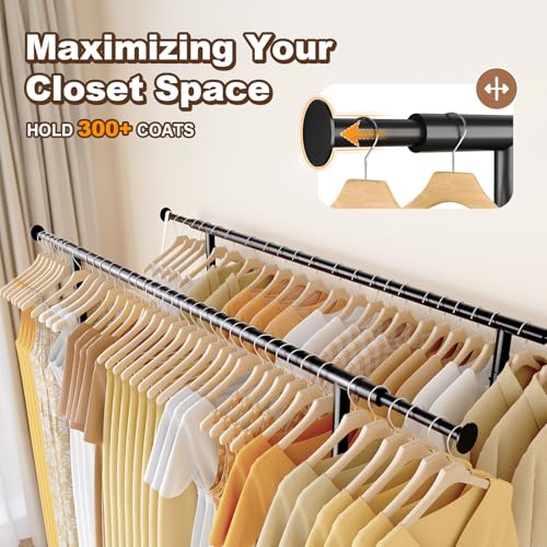 HOKEEPER Clothes Rack Load 650 LBS Collapsible Clothing Rack Double Rod - color: Black