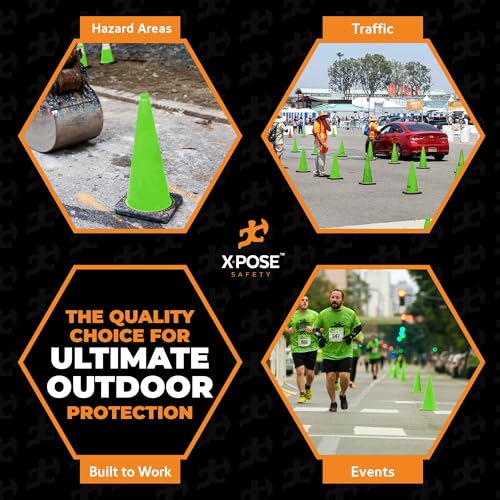Xpose Safety 28” Lime Green Traffic Cone - 24 Pack - color: Lime, size: 28" 7lb. Cone