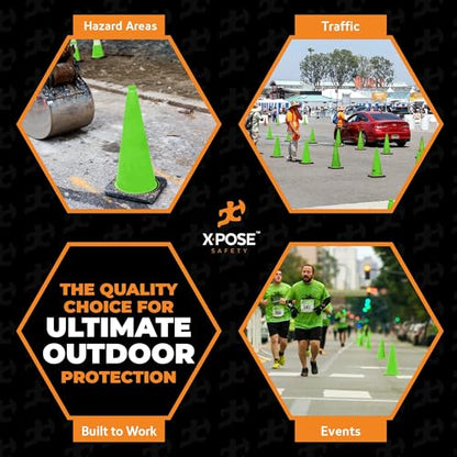 Xpose Safety 28” Lime Green Traffic Cone - 24 Pack - color: Lime, size: 28" 7lb. Cone