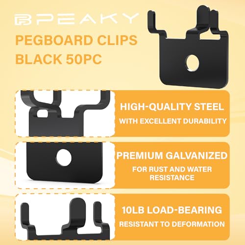 50 PC Prong Metal Pegboard Hooks Black - color: Black