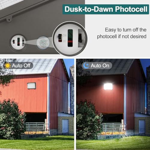 kadision LED Wall Pack with Photocell, 150W/120W/100W, Glass Lens, 4-Pack