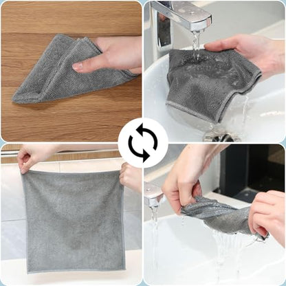 Macarrie 200 Microfiber Cleaning Cloths, 12 x 12 in, 200 GSM, Gray - color: Gray