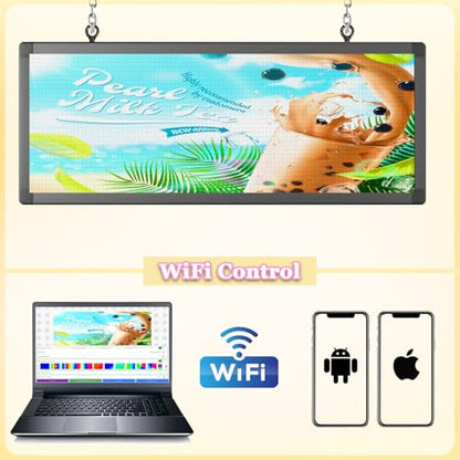 P10 39"x14" Double-Sides LED Advertising Sign Outdoor Digital Billboard with High Brightness, WiFi Programmable for Stores, HD Image/Text Display, Weatherproof & Energy Efficient - size: 39''x14''