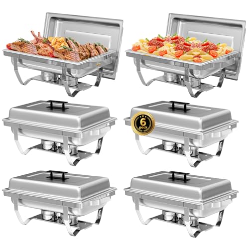 IMACONE Rectangular Chafing Dish Buffet Sets of 6, 8QT - color: Silver, size: 6-Pack