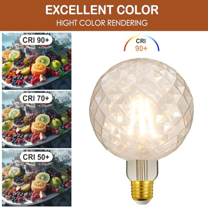 4W Filament 2700K Warm Lights,Non-Dimmable E26 Lamp Base,1-Pack - color: N Pineapple Clear Lights(non-dimmable)