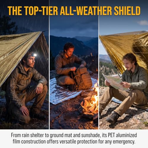 Emergency Blanket 12-Pack Double Sided Reflective Thermal