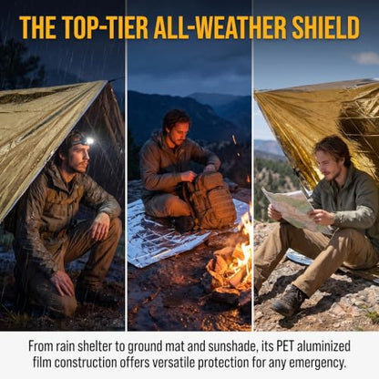Emergency Blanket 12-Pack Double Sided Reflective Thermal