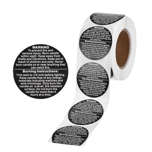 MECCANIXITY Candle Warning Labels 1.5" Black Jar Warning Stickers 500Pcs - color: Black With D Style