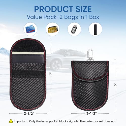 TICONN 2PK Faraday Bag for Car Key Fob, Anti-Theft NFC RFID Blocking Pouch - color: Black, size: Medium