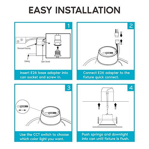 LUXRITE 5/6 Inch LED Recessed Retrofit Downlight, 14W=90W, 1100 LM (4 Pack) - size: 4 Count (Pack of 1)
