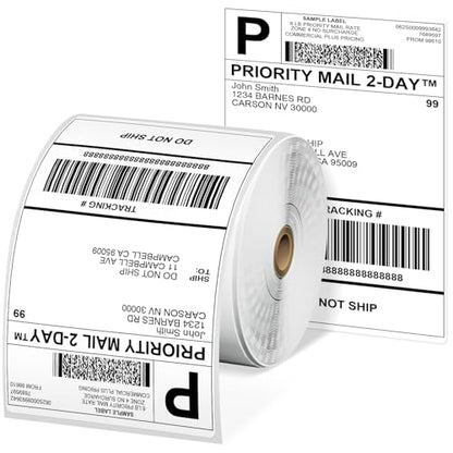 Phomemo Thermal Labels 4x6 for Shipping Packages, Direct Printer Label Paper 4x6 Shipping Labels Compatible with Rollo Zebra Btother MUNBYN Phomemo Nelko Omezizy, 500 pcs Shipping Seals Sticker - color: Pure White, size: 4x6*500