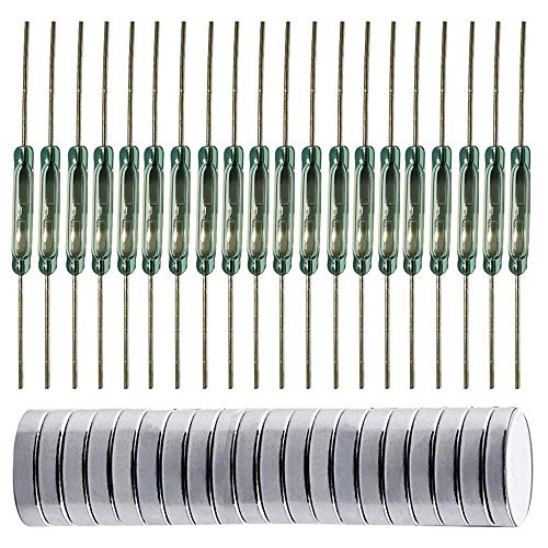Gebildet 20pcs Glass Reed Switch Reed Contact Normally Open (N/O) Magnetic Induction Switch (2mm×14mm) with 20pcs Multi-Use Magnetic Sheet - color: Transparent-E383