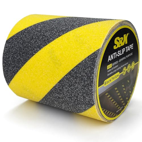 S&X Anti Slip Tape 6in x 33ft Grip Tape for Stairs & Ramps, Black/Yellow - color: Black/Yellow, size: 6" X 33'