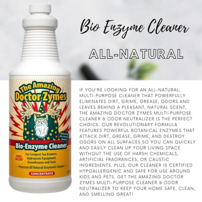 Bio-Enzyme Cleaner Concentrate – Professional Enzyme Cleaner for Odor, Grime, Germs, Mold, Organic Buildup & Surface Residue – Non-Toxic, Residue-Free Cleaner for Homes, Facilities & Operations