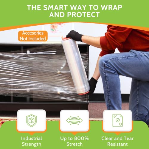 PSBM Cast Hand Plastic Stretch Wrap/Shrink Film 18" x 1500 Ft 65 GA 4 Rolls - size: 18 Inch, style: 65 GA