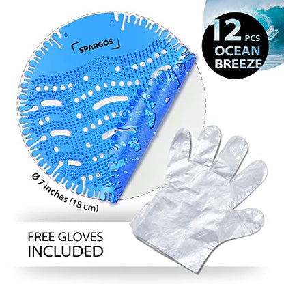 Spargos Urinal Screen Deodorizer, 12 Pack Ocean Breeze Cakes - color: Blue