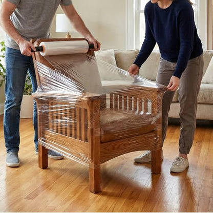 2 Pcs Stretch Wrap with Handles, 15 in x 1000 Ft, 60 Gauge Industrial Strength Stretch Film Roll, Heavy Duty Clear Shrink Plastic Wrap for Moving, Shipping, Packing, Pallet Wrapping