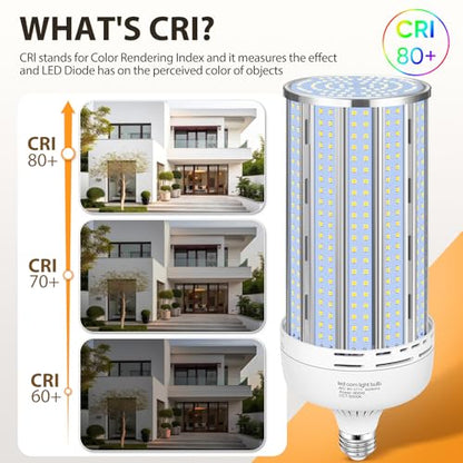 XYCN 2 Pack 400W Corn LED Light Bulb Fanless,5000K Daylight(Eqv.1,200w Mh/Hps/Hid) Non-Dimmable E26/E39 Large Mogul Base LED Cob Lamp 57,000LM for Garage Warehouse Factory Workshop Street Backyard