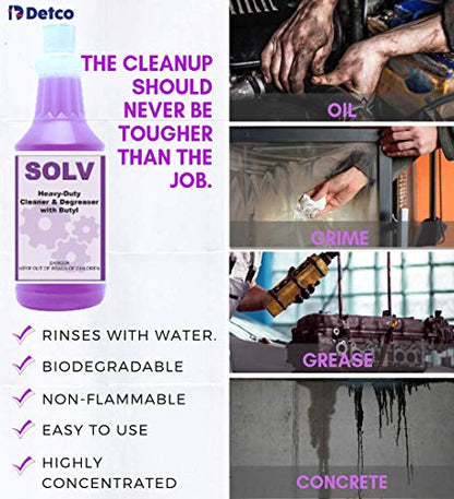 DETCO- Solv Industrial Strength Cleaner & Degreaser - Biodegradable, Highly Concentrated, Non-Flammable, Easy-to-Use
