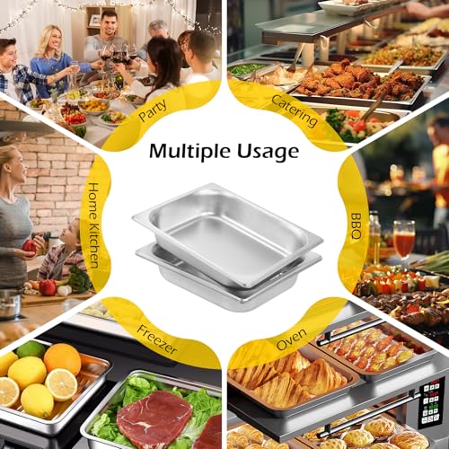Dyna-Living Hotel Pans 1/2 Half Size Pans 4 Pack Steam Table Pans - color: Without Lids, size: 2.5 Inch Deep