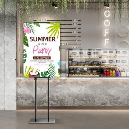 EKSPRINT Heavy Duty Poster Stand with Non-Slip Mat Base, Poster Board Display Stand,Double-Sided, Stable Floor Standing Pedestal Sign Stand Adjustable Height Up to 72.8inches for Board & Foam,Black