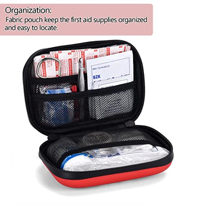 Mini Durable First aid kit -Small Hard Shell Medical Kit for Home, Businesses -Waterproof EVA Emergency First Aid Supplies -Perfect for Boat, Sports, Car, Hiking, First Aid Kit Bag, Survival kit - size: Small