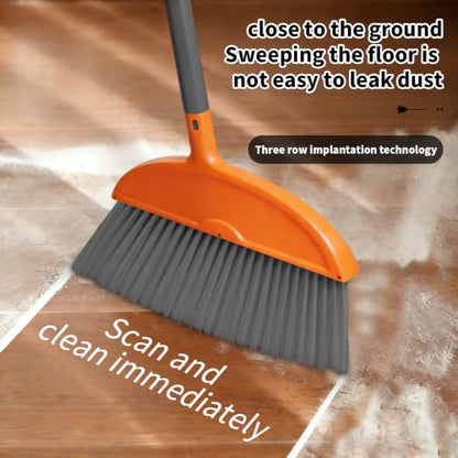 Lightweight Broom and Dust Pan Set, Adjustable Detachable Broom with Standing Dustpan, Collapsible Broom Dustpan Combo for Home Kitchen Cleaning