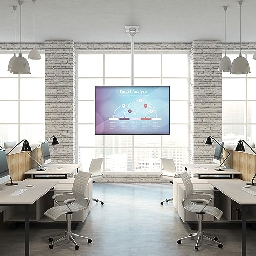 Kanto CM600W Telescoping Ceiling TV Mount for 37 to 70-inch TVs | Hanging TV Bracket with 23" of Height Adjustment | Tilt & Swivel Design | 360° Rotation | Hidden Cable Management | White - style: Indoor - For 37" to 70" TVs - White