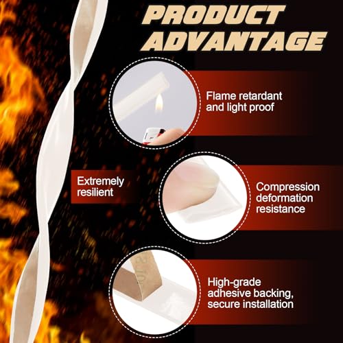 2 Pcs Adhesive Fire/Smoke Door Gasket Seal, 0.5" W X 0.25" H X 20' L, White - color: White, size: 0.5" W X 0.25" H X 20' L
