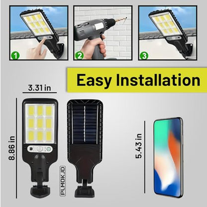 Solar wall Lights Outdoor, Solar Lights Outdoor Wide Angle Solar Flood Lights Motion Sensor Dusk to Dawn Remote Control Waterproof IP66, Parking Lot Lights Commercial for Yard (4, COB)