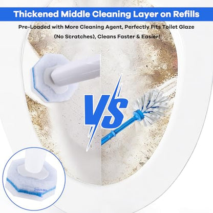 Disposable Toilet Brush and Holder Set, 50pcs Thick Refills for Clorox Wand - size: Toilet Brush + 50 Refills