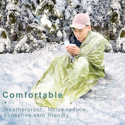 Emergency Sleeping Bag Survival Bag 3 Pack | Thermal Waterproof Mylar Bivy Sack for Adults | Portable Emergency Sleeping Bags for Survival, Extreme Cold, Camping, Hiking, and Outdoor Emergency Gear
