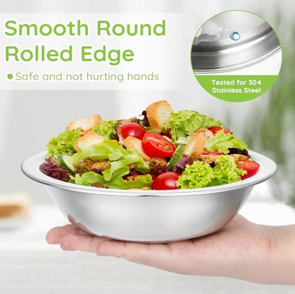304(18/8) Stainless Steel Mixing Bowls for Kitchen, 4 Pack 7.8" 28.89 fl.oz Metal Mixing Bowls Set Stackable for Baking Serving Cooking Food Prep Storage Dishwasher Safe Lightweight - size: 7.8"