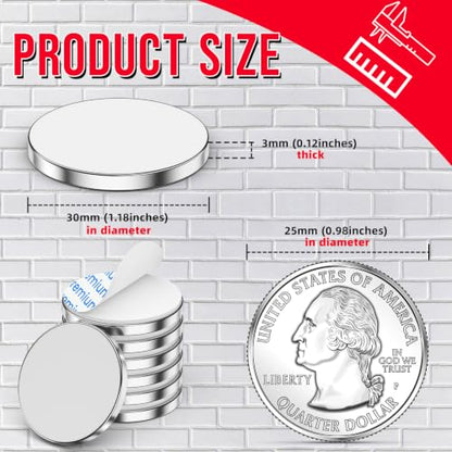 FINDMAG 4 Pcs Neodymium Disc Magnets, Adhesive Magnets, 1.18'' D x 1/8'' H - size: N30 Grade