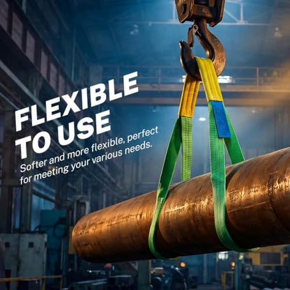 Lift Sling Straps, 2" x 6.5' Heavy Duty Endless Polyester Flat Web Sling, 2 Ton (4409 lbs) Vertical Rated Capacity, Rigging Sling for Crane Hoist, Cargo Lifting, Machinery Moving, 2-Pack - size: 2T-6.56ft(2Pack)