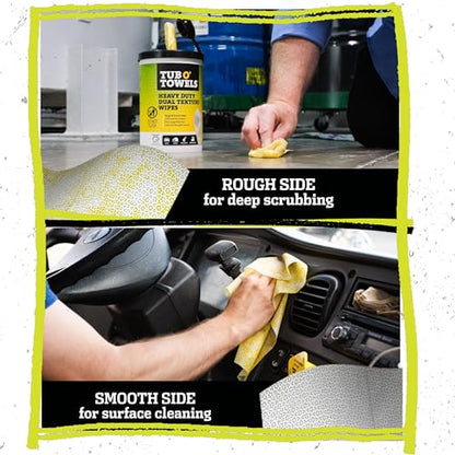Tub O' Towels TW75 Heavy-Duty Multi-Surface Cleaning Wipes – Dual Texture 10" x 12" XL – Removes Grease, Tar, Oil, Paint, Ink & Tough Stains – Degreaser for Home, Garage, Auto & Workshop (Pack of 2) - size: 1 Count (Pack of 2)