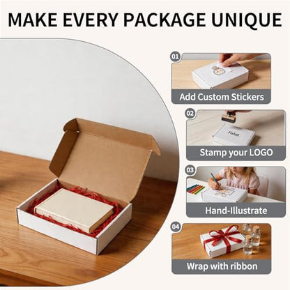 Fishat 9" x 6" x 2" White Corrugated Cardboard Shipping Boxes Set of 25 - size: 9" x 6" x 2"