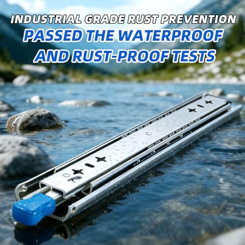 with Lock Heavy Duty Drawer Slides 12 14 16 18 20 22 24 26 28 30 32 34 36 40 44 48 52 56 60 Inch 500 Lbs Side Mount Full Extension Ball (Load:250 lb (with Lock) -W:53mm, 18 Inch) - size: 18 Inch, style: Load:250 lb (With lock) -W:53mm