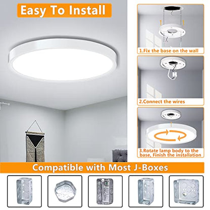 LED Ceiling Light Fixture Flush Mount, 9inch Low Profile Ceiling Light - color: White, size: 9Inch-1Pack