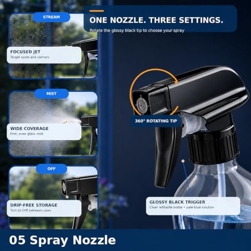 Window Cleaning Kit with 3 Gallon Bucket, 76" Extendable Window Squeegee and Microfiber Scrubber, Complete Window Washing Tools with Spray Bottle, Brush, Cloth and Funnel for Home and Commercial Use