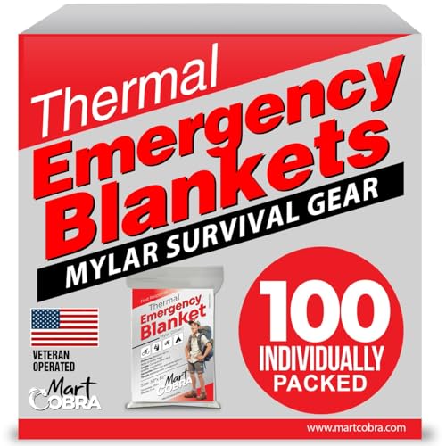 Emergency Blanket Mylar Thermal Space Survival Gear & Supplies 100-Pack - color: Silver, size: 100 Pack
