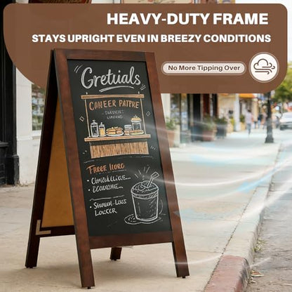 4 THOUGHT Heavy Duty A-Frame Magnetic Chalkboard 40"x20", Brown - color: Brown - Heavy Duty Series