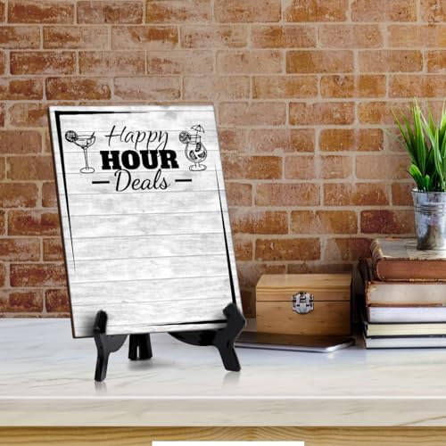Happy Hour Deals 6x8 Dry Wipe Table Sign (6x8) Easy Installation | Restaurant & Bar | Perfect To Clearly Direct Customers & Advertise Specials | No Pen Included - style: Happy Hour Deals