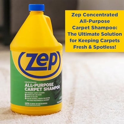 Zep All-Purpose Carpet Shampoo Concentrate Cleaner - 1 Gallon (Case of 2) ZUCEC128 - Professional Formula Removes Dirt and Stains - size: 2 Count (Pack of 1)