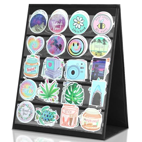 PACMAXI Double-Sided Portable Sticker Display Stand Organizer - color: Black