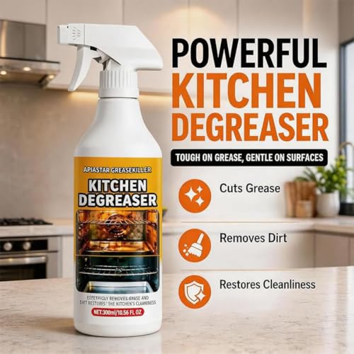 300ml/10.56fl.oz Apiastar Greasekiller Spray,Kitchen Degreaser Spray,Heavy Duty Oven Cleaner,Heavy Duty Degreaser,Multi-Use for Grills,Cabinets,Oven,Air Fryer,Home & Commercial Kitchen (1PCS)