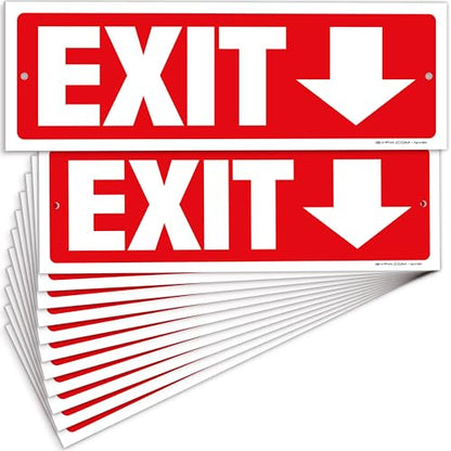 iSYFIX Exit Signs, 12x4 Inch, 12 Pack, Directional Down Arrow - color: Plastic Down, size: 12 Pk 12x4